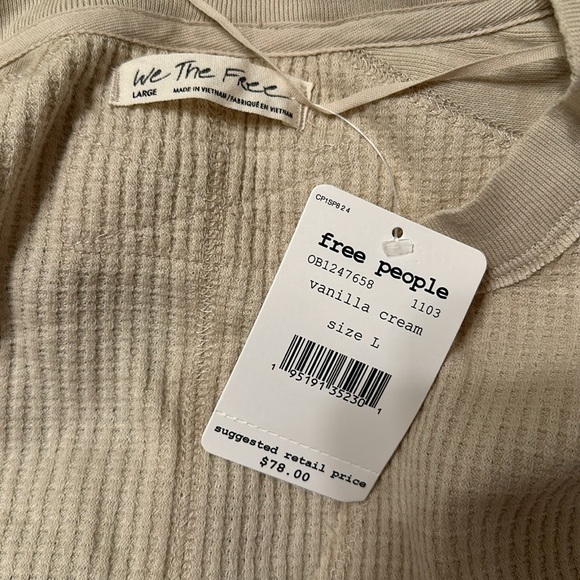 Free People We The Free Owen Thermal Knit Top, Size L vanilla crème - Picture 7 of 7